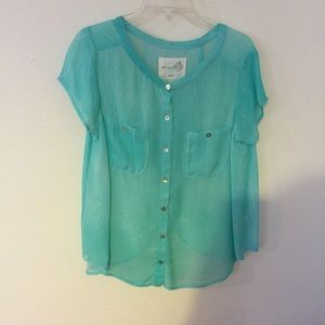Aqua sheer blouse
